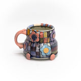 Quilt Mug with pink handle by Be Rose Snyder