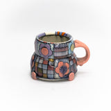 Quilt Mug with pink handle by Be Rose Snyder