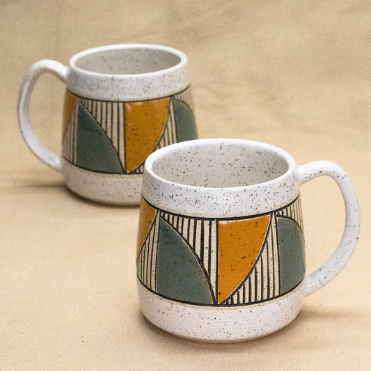 White Speckled Quad Mug (Sage/Wheat) by Sanctuary Ceramics