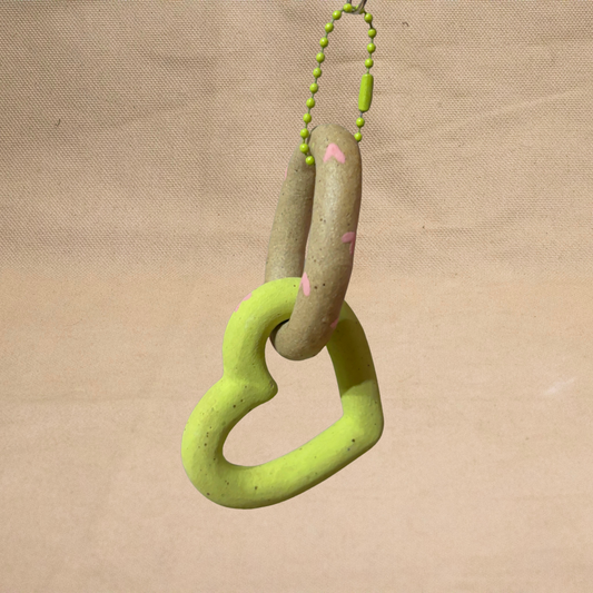 Double Green and Pink Heart Key Chain by Jude Mortensen