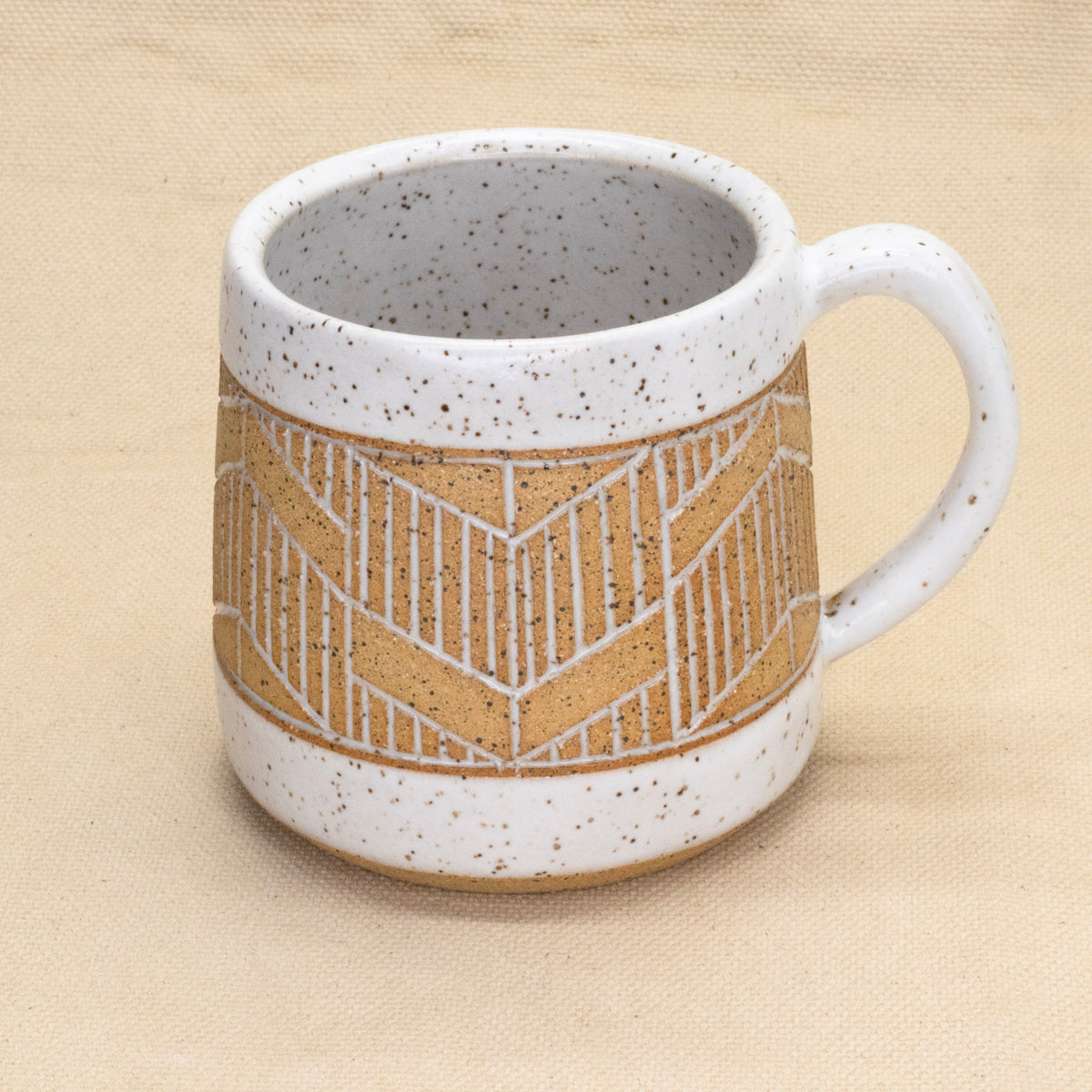 Chevron Mug (White) by Sanctuary Ceramics