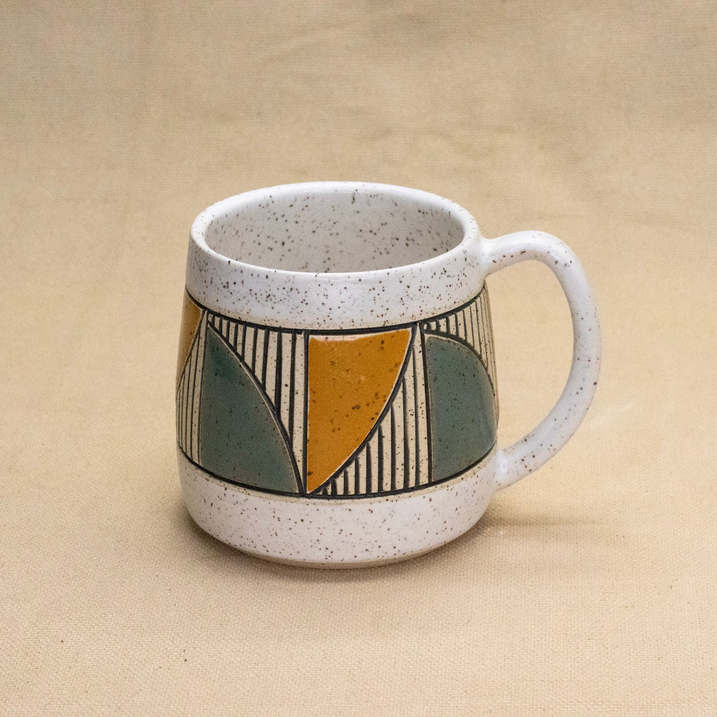 White Speckled Quad Mug (Sage/Wheat) by Sanctuary Ceramics