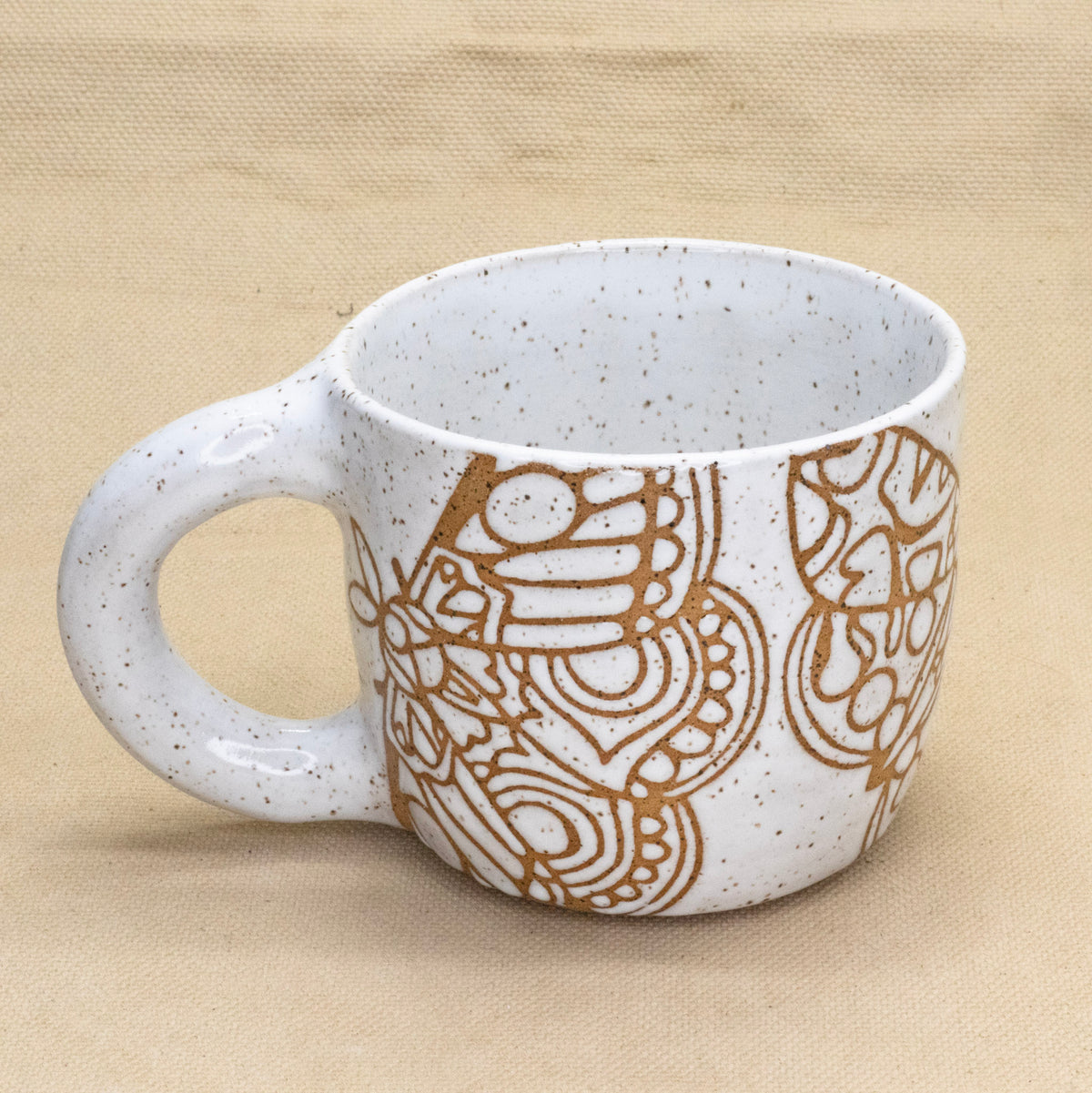 All White Moth Mug by Jess Wiseheart