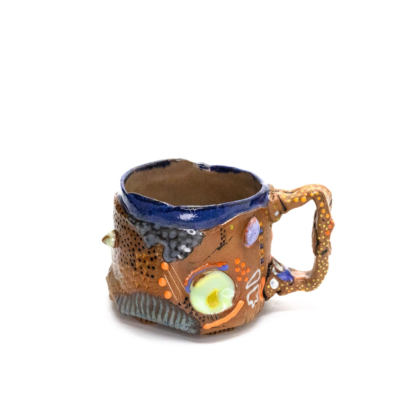 Blue and orange statement mug by Texas Plant Collective