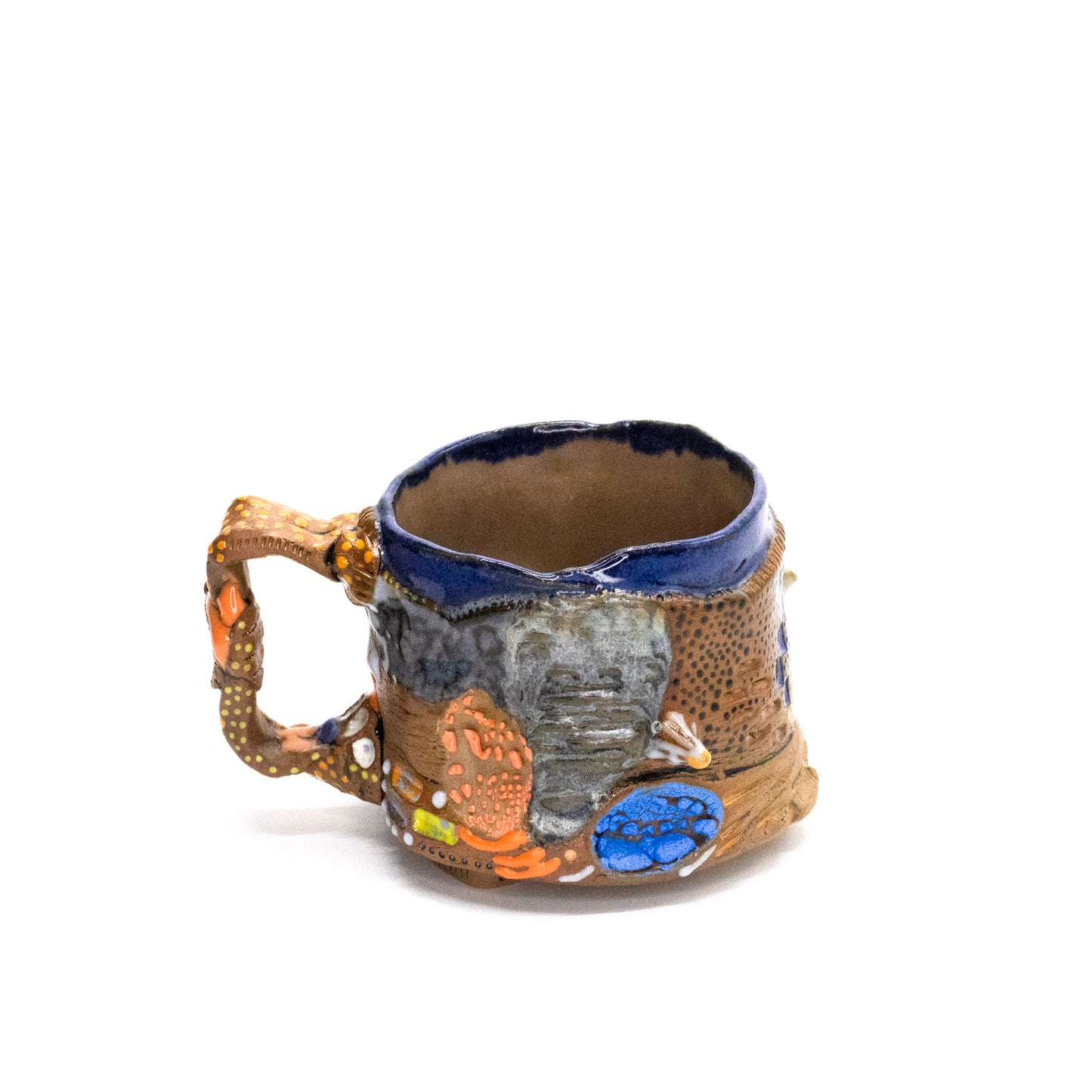 Blue and orange statement mug by Texas Plant Collective