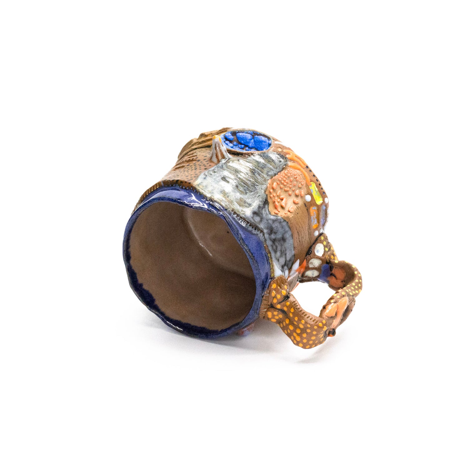 Blue and orange statement mug by Texas Plant Collective