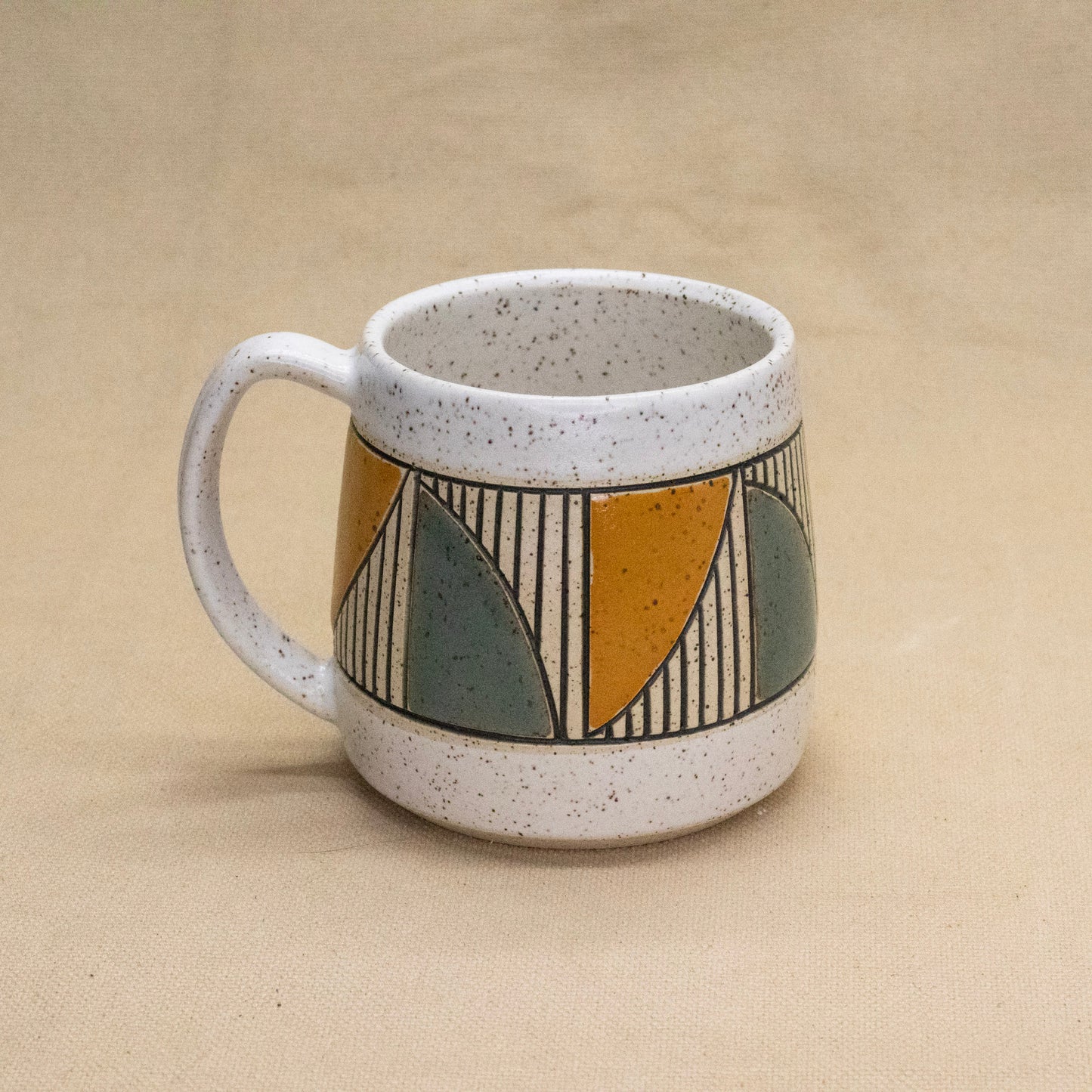 White Speckled Quad Mug (Sage/Wheat) by Sanctuary Ceramics