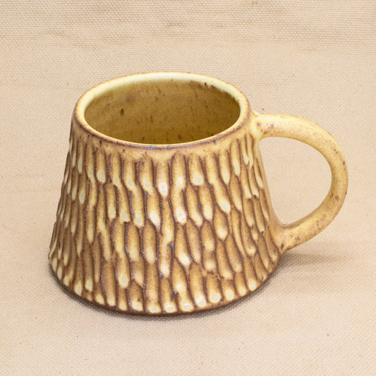 Hand-Carved Yellow Mug by Jennifer Nerad