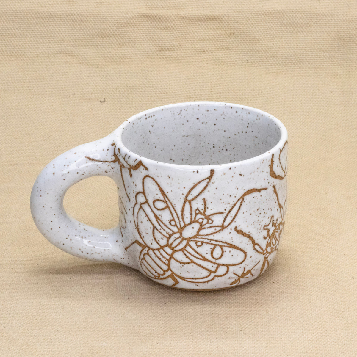 All White Bug Mug by Jess Wiseheart
