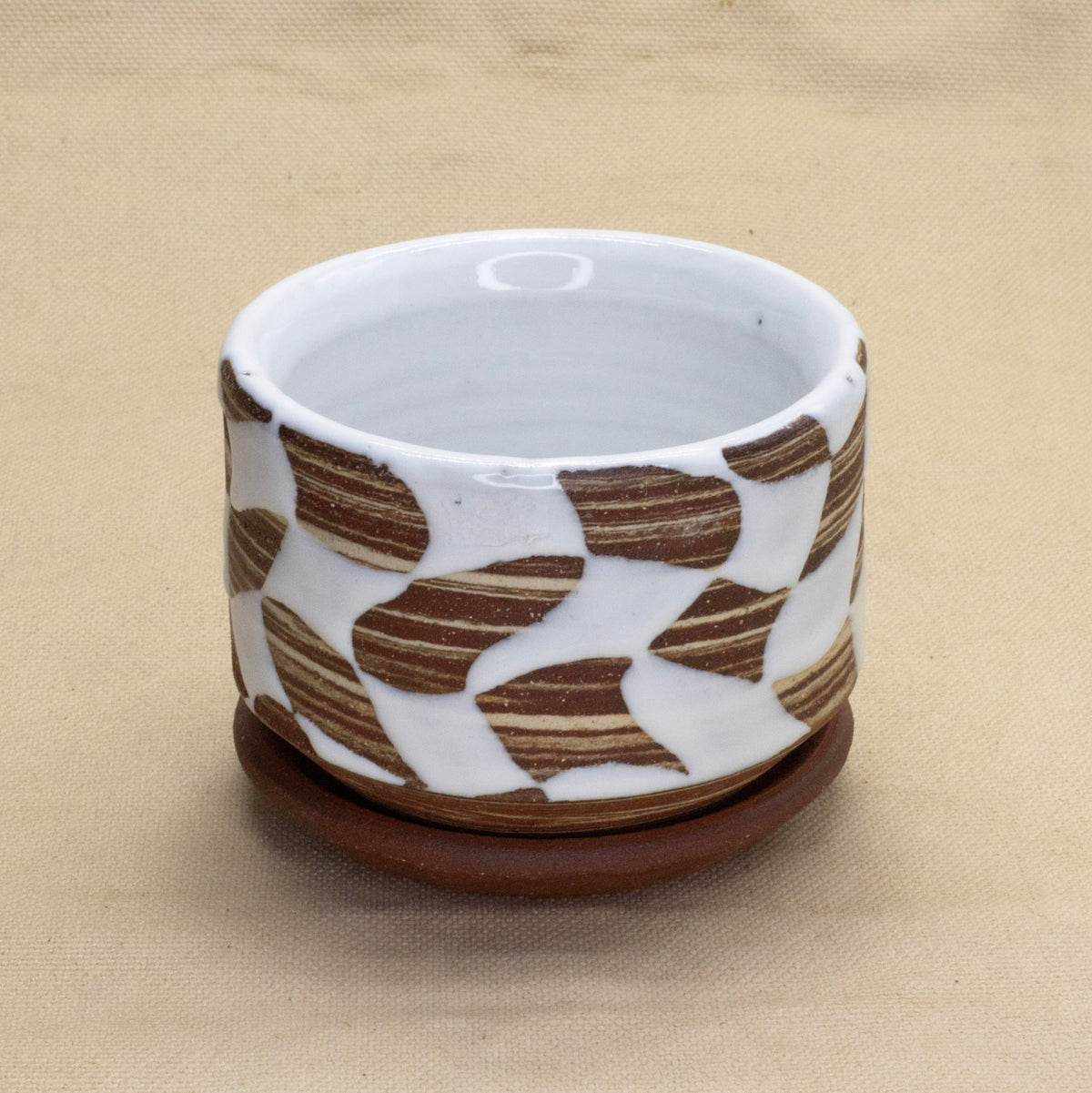 Checkered Planter with Drip Tray by Full Spectrum Ceramics