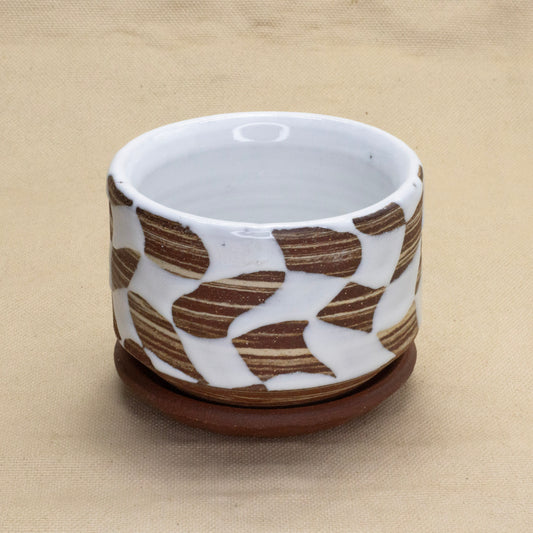 Checkered Planter with Drip Tray by Full Spectrum Ceramics