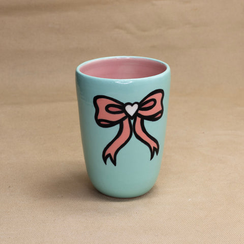 Large Bow Cup (Teal) by The Introverted Potter