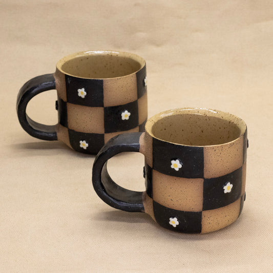 Black Checked Mug by Liz Leong