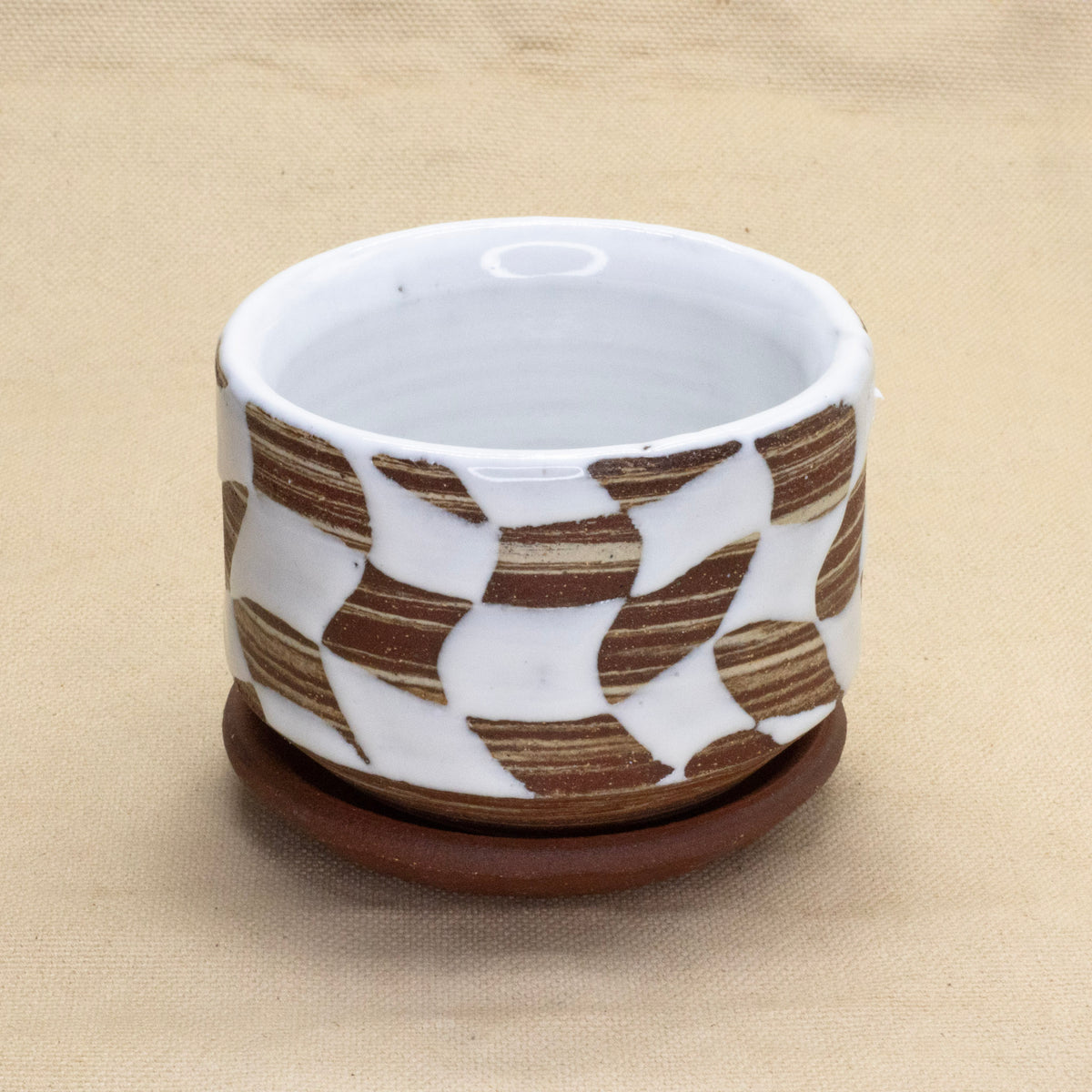 Checkered Planter with Drip Tray by Full Spectrum Ceramics