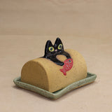 Butter Dish (Black Cat) by Yuka Nakano