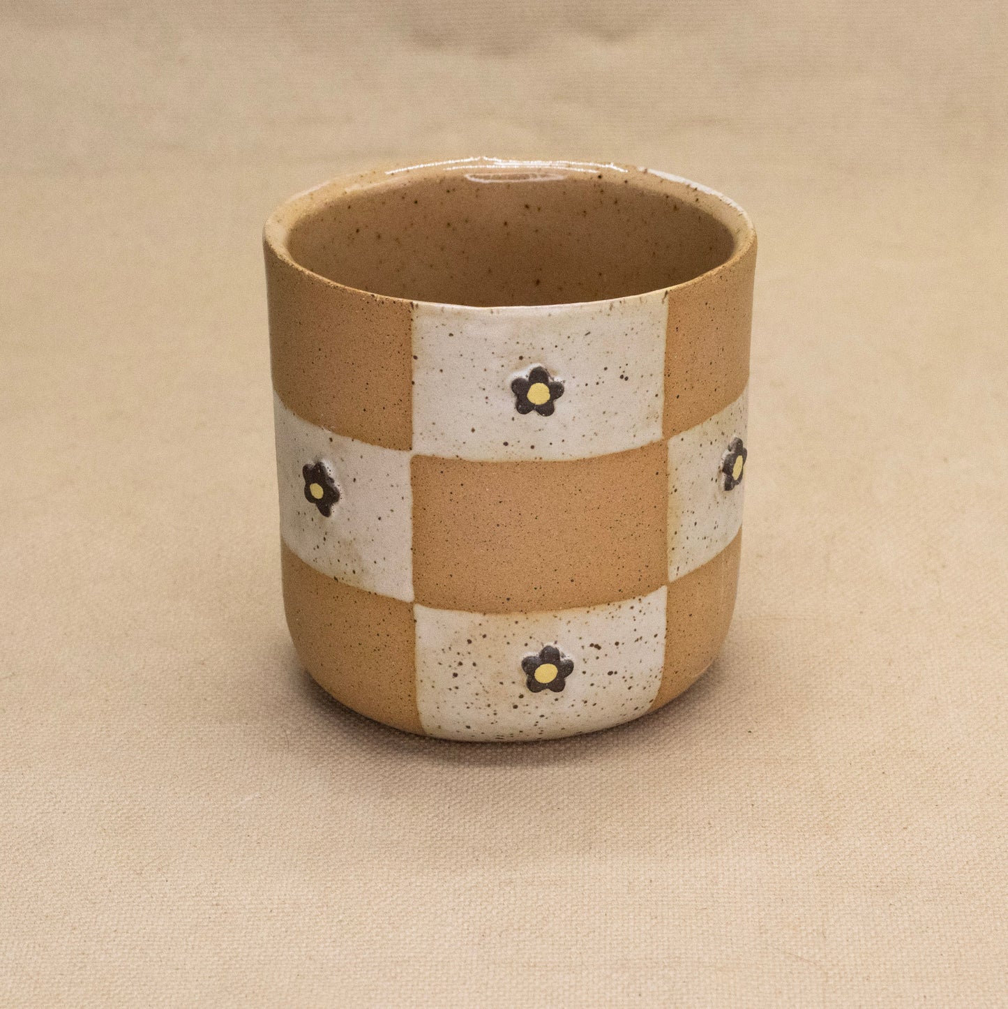 White Checked Mug by Liz Leong