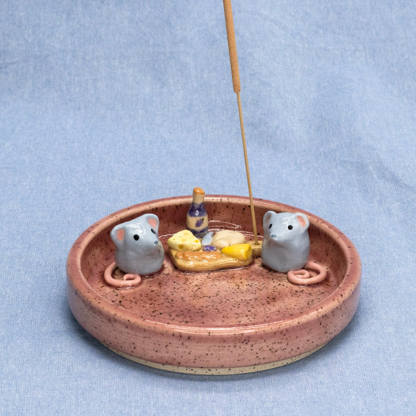 Cheesecuterie Board Mice (Trinket Tray/Incense Holder) by Capy Clay Ceramics
