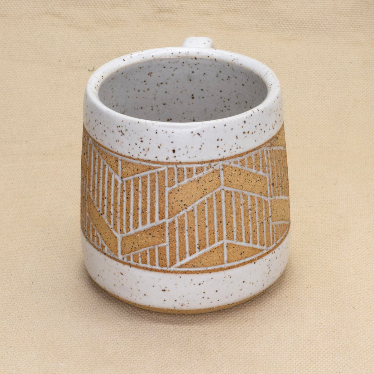 Chevron Mug (White) by Sanctuary Ceramics