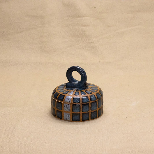 Floating Blue Lidded Jar by Wrecky Designs