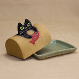 Butter Dish (Black Cat) by Yuka Nakano