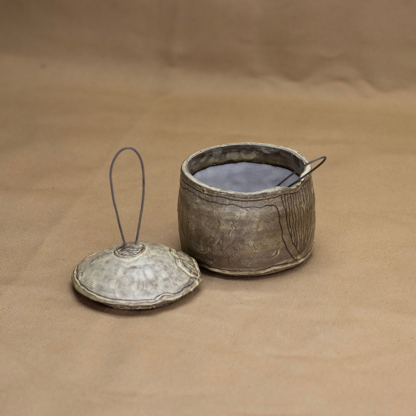Salt Cellar & Spoon with Lines by Nina Berinstein