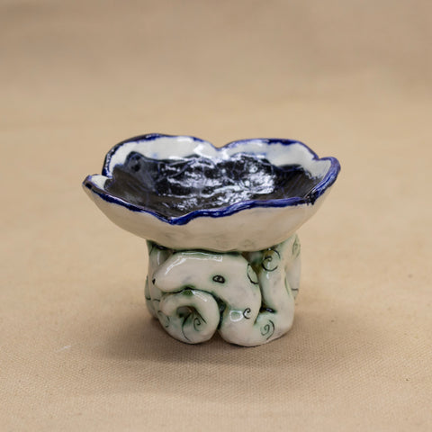 Tiny Snake Dish with Black Flower by Ryana Lawson