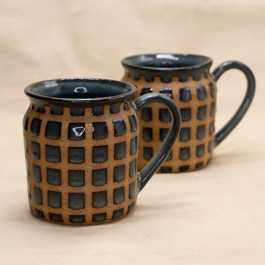 Floating Blue Flared Lattice Mug by Wrecky Designs