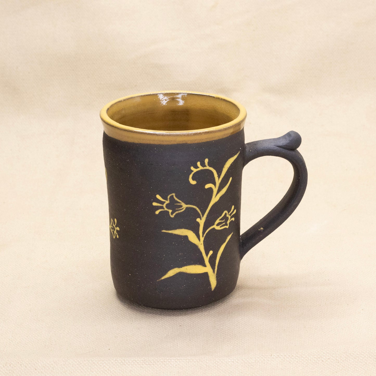 Yellow Button-Handled Bluebell Mug by Caterpillar Clay