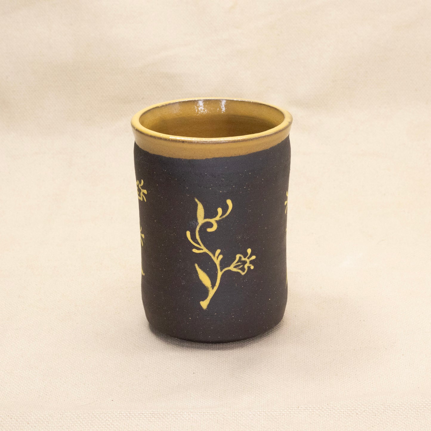 Yellow Button-Handled Bluebell Mug by Caterpillar Clay