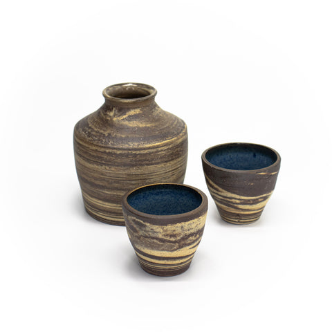 Marbled Sake Set by Sound Ceramics
