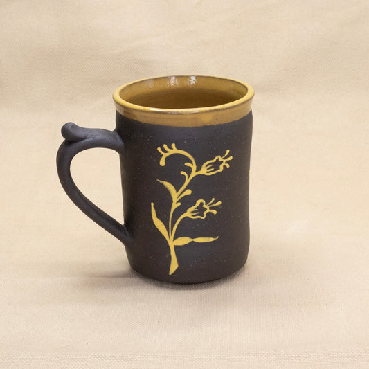Yellow Button-Handled Bluebell Mug by Caterpillar Clay