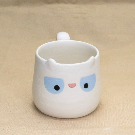 Matte White Kitty Mug by Hei Mao Studio