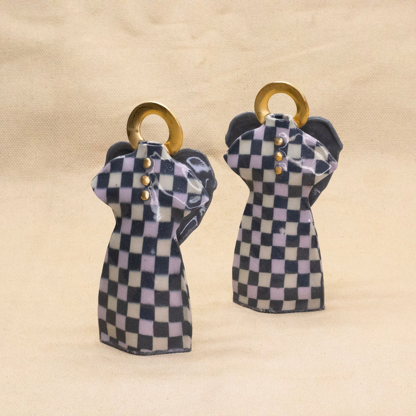 Black Nerikomi Porcelain Angel Bud Vase by Saori M Stoneware