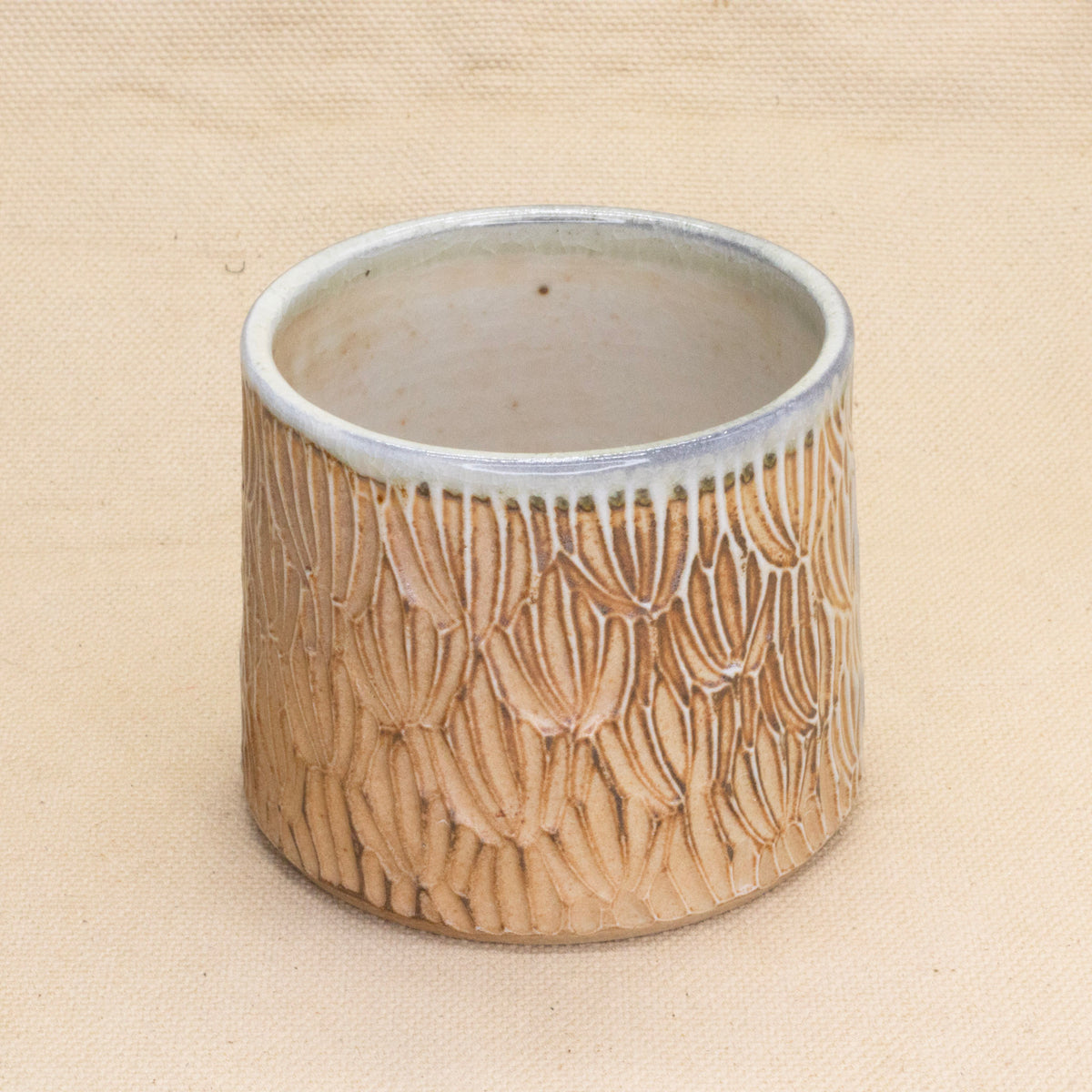 Hand-Carved Soda-Fired Cup #2 by Jennifer Nerad