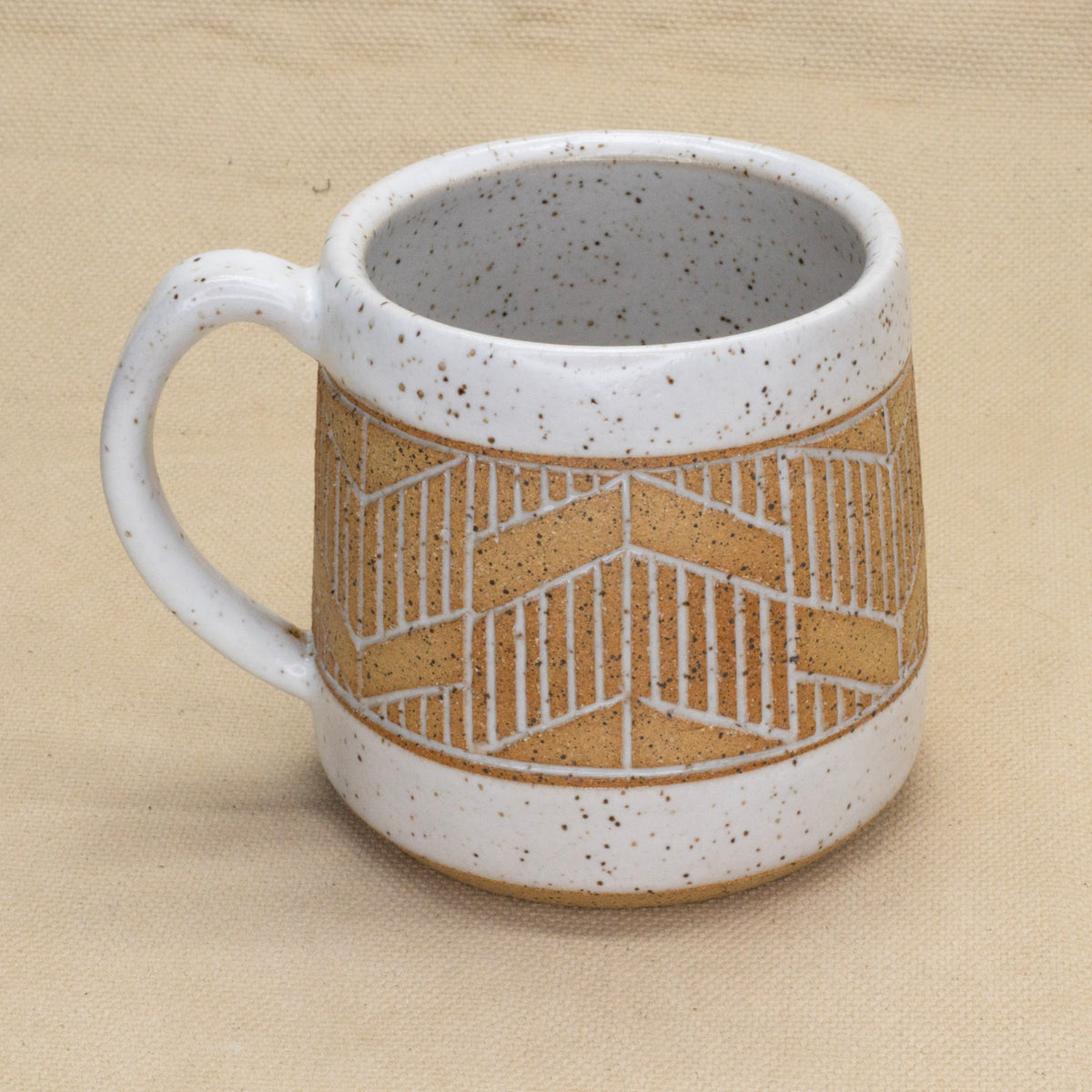 Chevron Mug (White) by Sanctuary Ceramics