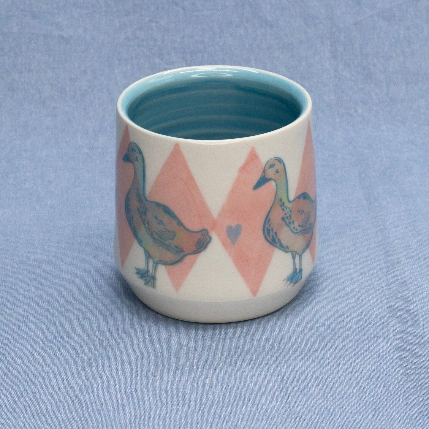 Silly Wine Cup (Blue Geese) by City in Bloom Ceramics