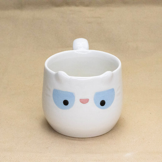Glossy White Kitty Mug by Hei Mao Studio