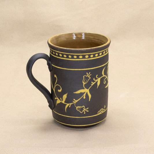 Yellow Press-Handled Polka Dot Bluebell Mug by Caterpillar Clay