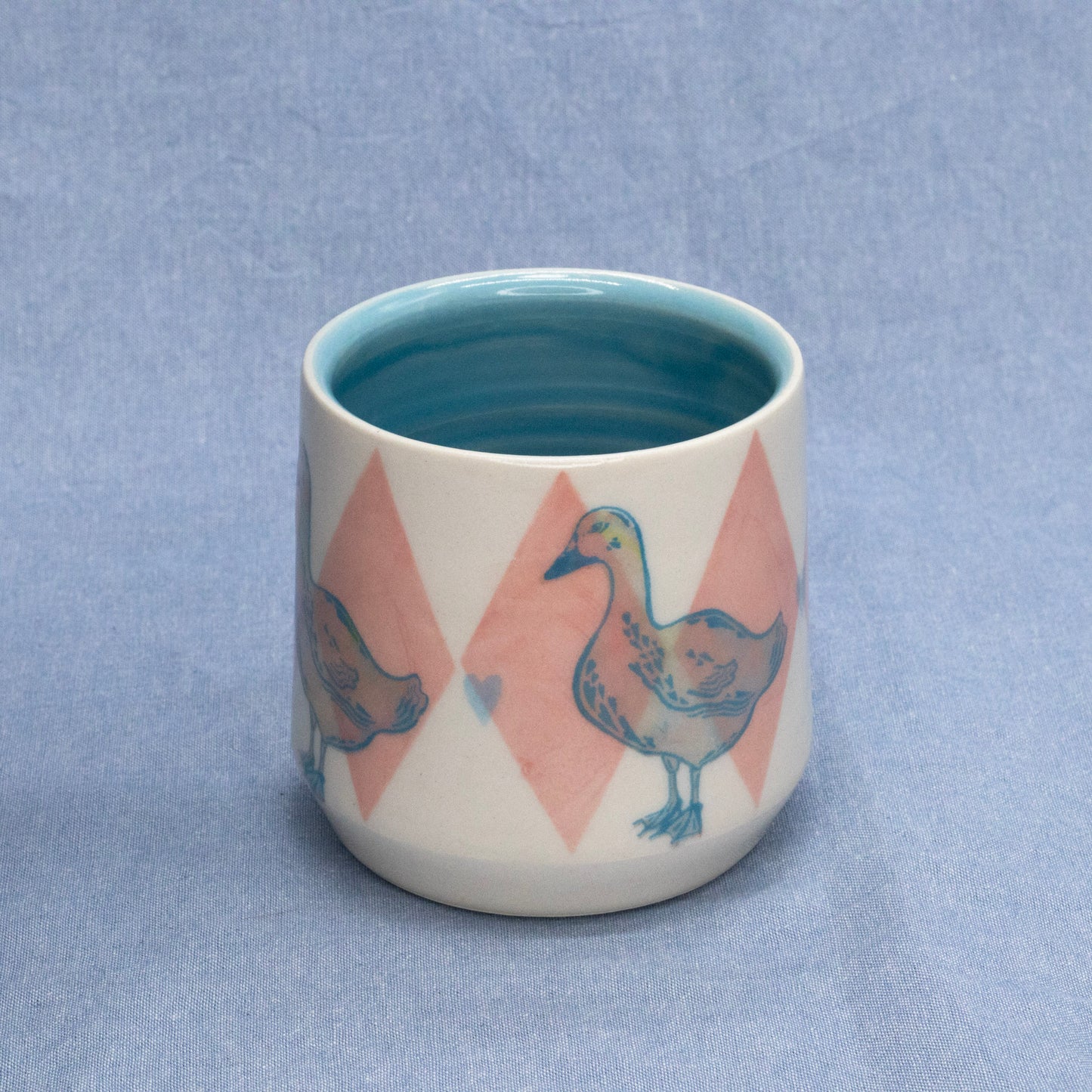 Silly Wine Cup (Blue Geese) by City in Bloom Ceramics