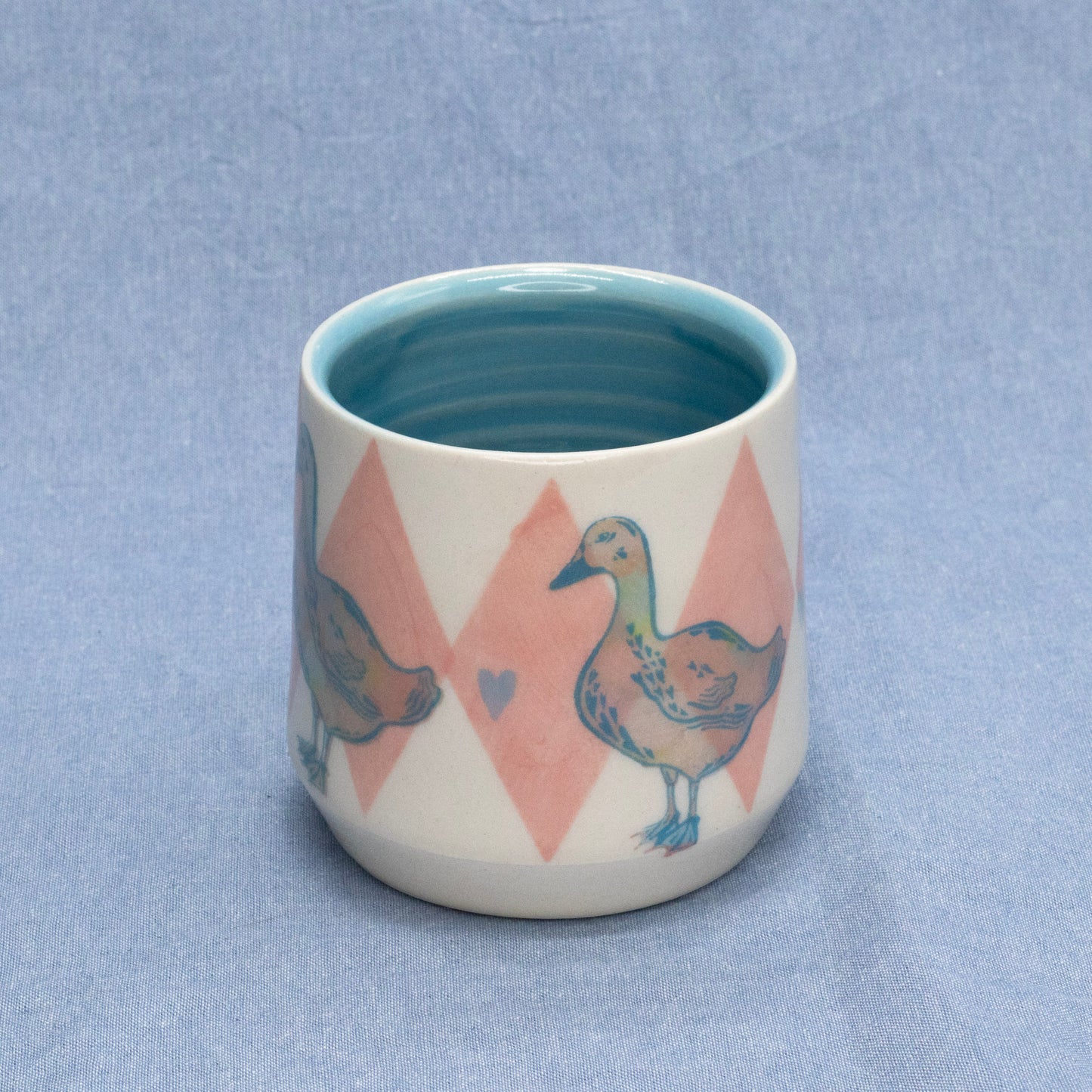 Silly Wine Cup (Blue Geese) by City in Bloom Ceramics