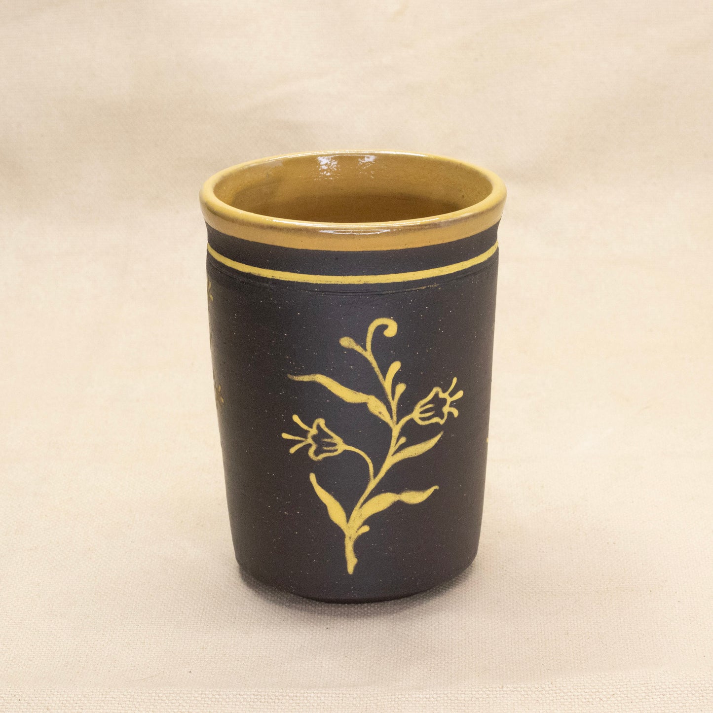 Yellow Press-Handled Bluebell Mug by Caterpillar Clay