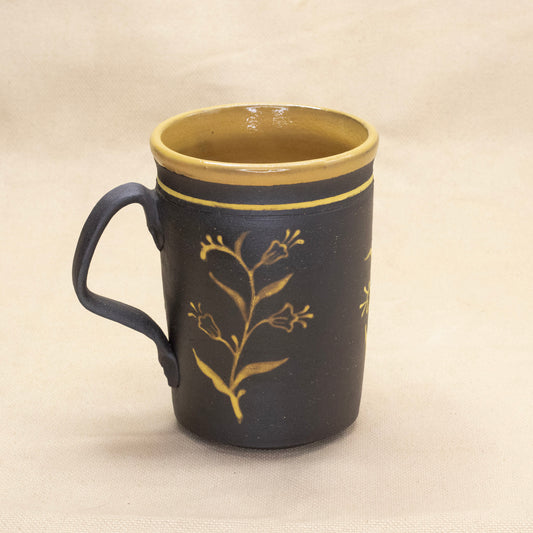 Yellow Press-Handled Bluebell Mug by Caterpillar Clay