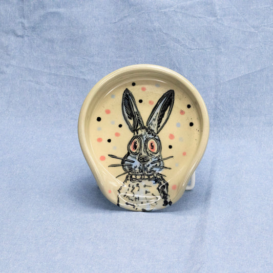 Lucky Angsty Bunny Spoon Holder by Frank Jacques