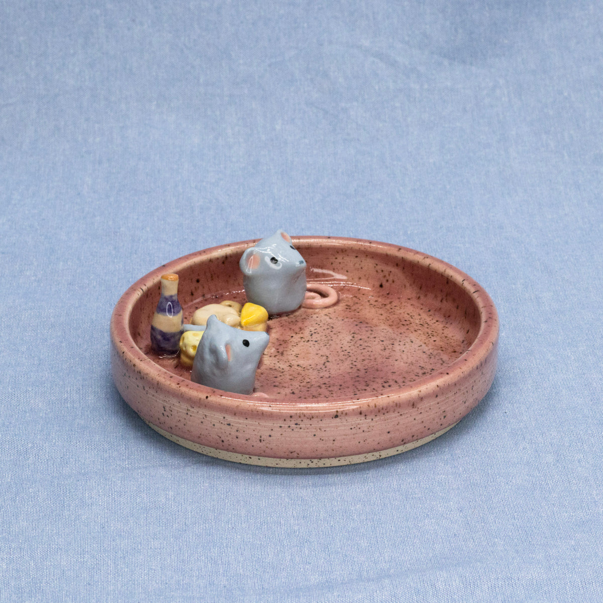 Cheesecuterie Board Mice (Trinket Tray/Incense Holder) by Capy Clay Ceramics