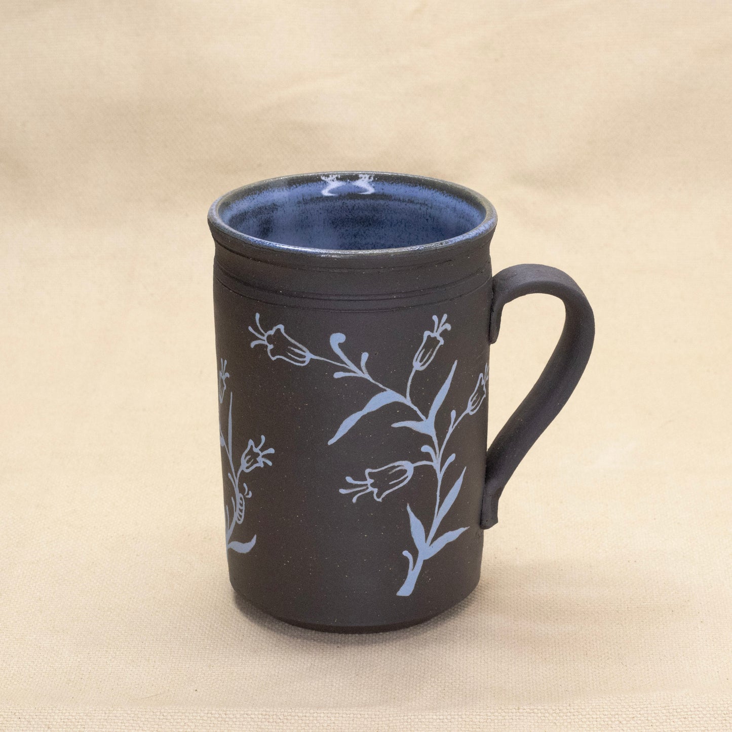 Blue Press-Handled Bluebell Mug by Caterpillar Clay