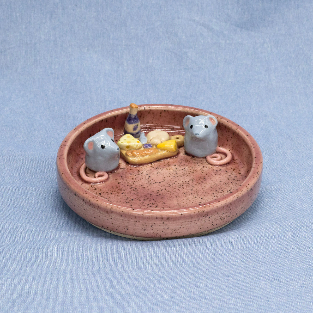 Cheesecuterie Board Mice (Trinket Tray/Incense Holder) by Capy Clay Ceramics