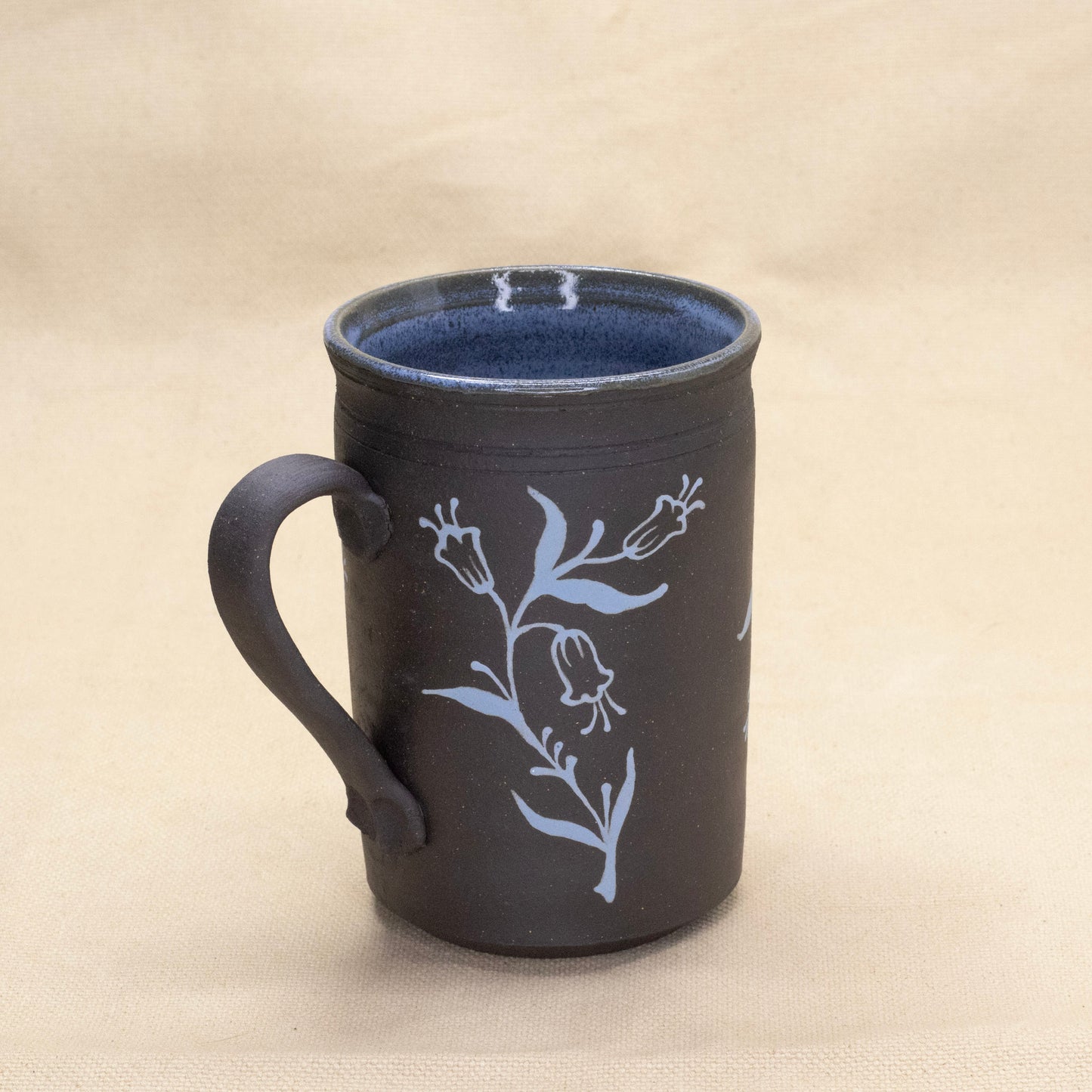 Blue Press-Handled Bluebell Mug by Caterpillar Clay
