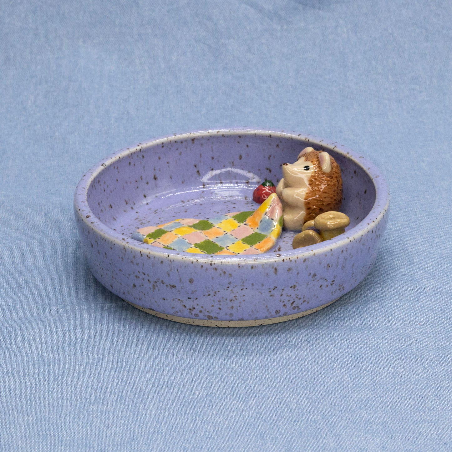 Quilted Hedgehog (Trinket Tray/Incense Holder) by Capy Clay Ceramics