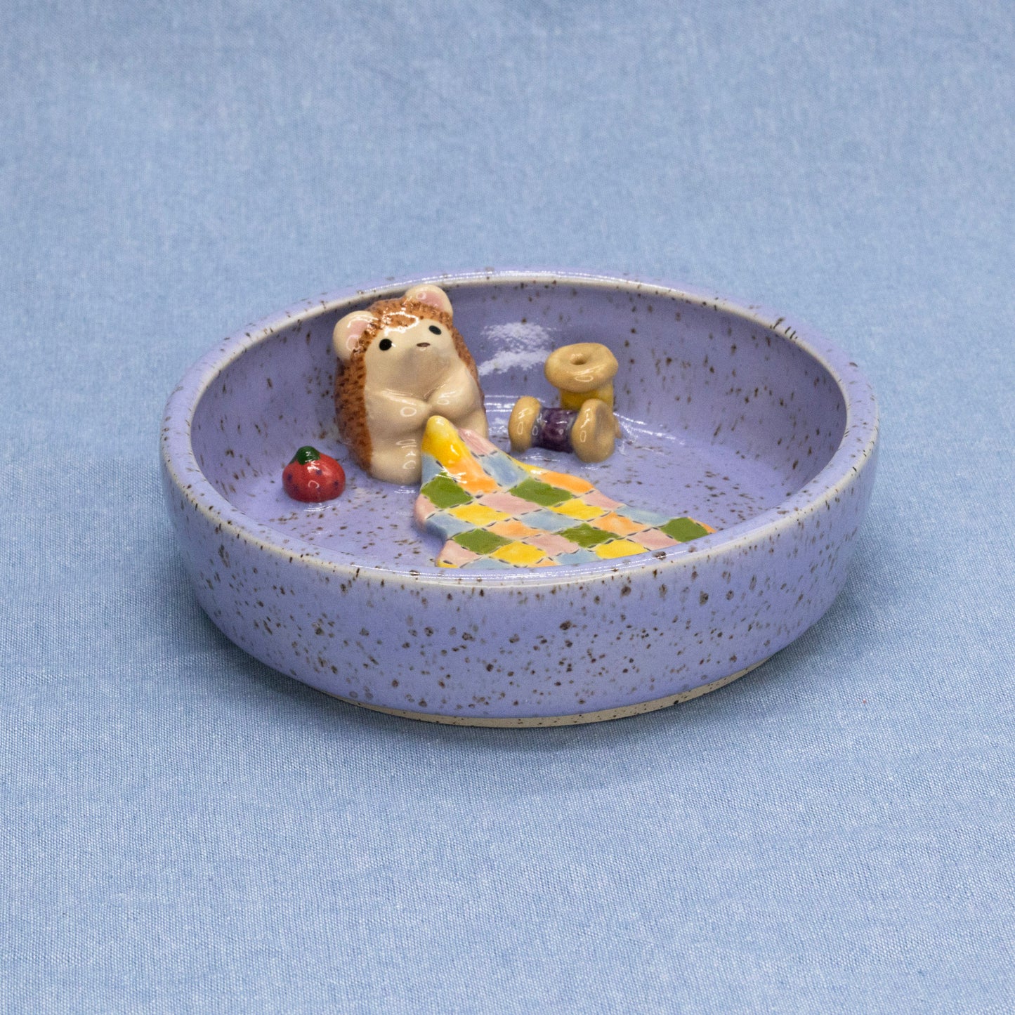 Quilted Hedgehog (Trinket Tray/Incense Holder) by Capy Clay Ceramics