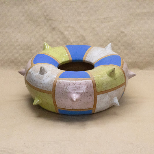 Checkered Spiky Donut Vase by Hunny Spyke
